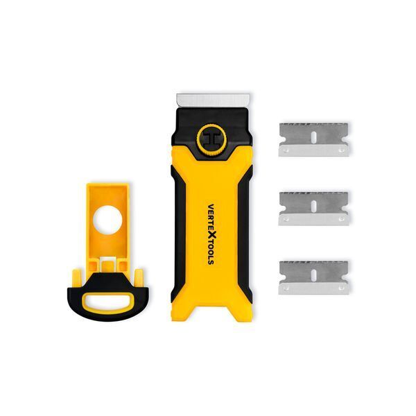 СКРЕБОК УНИВЕРСАЛЬНЫЙ VERTEXTOOLS PROFI МЕХ. БЫСТР. ЗАМЕНЫ, TPR/ABS, КОМПЛЕКТ 5 ЛЕЗВИЯ (1/ 12/ 144)