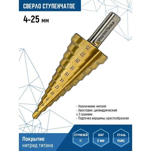 СВЕРЛО СТУПЕНЧАТОЕ 4х25 (1/ 10/ 100)